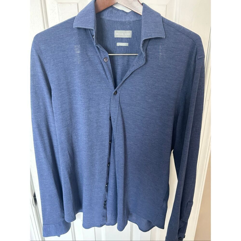 Michael Kors blue collar shirt long sleeve light size men’s medium button down